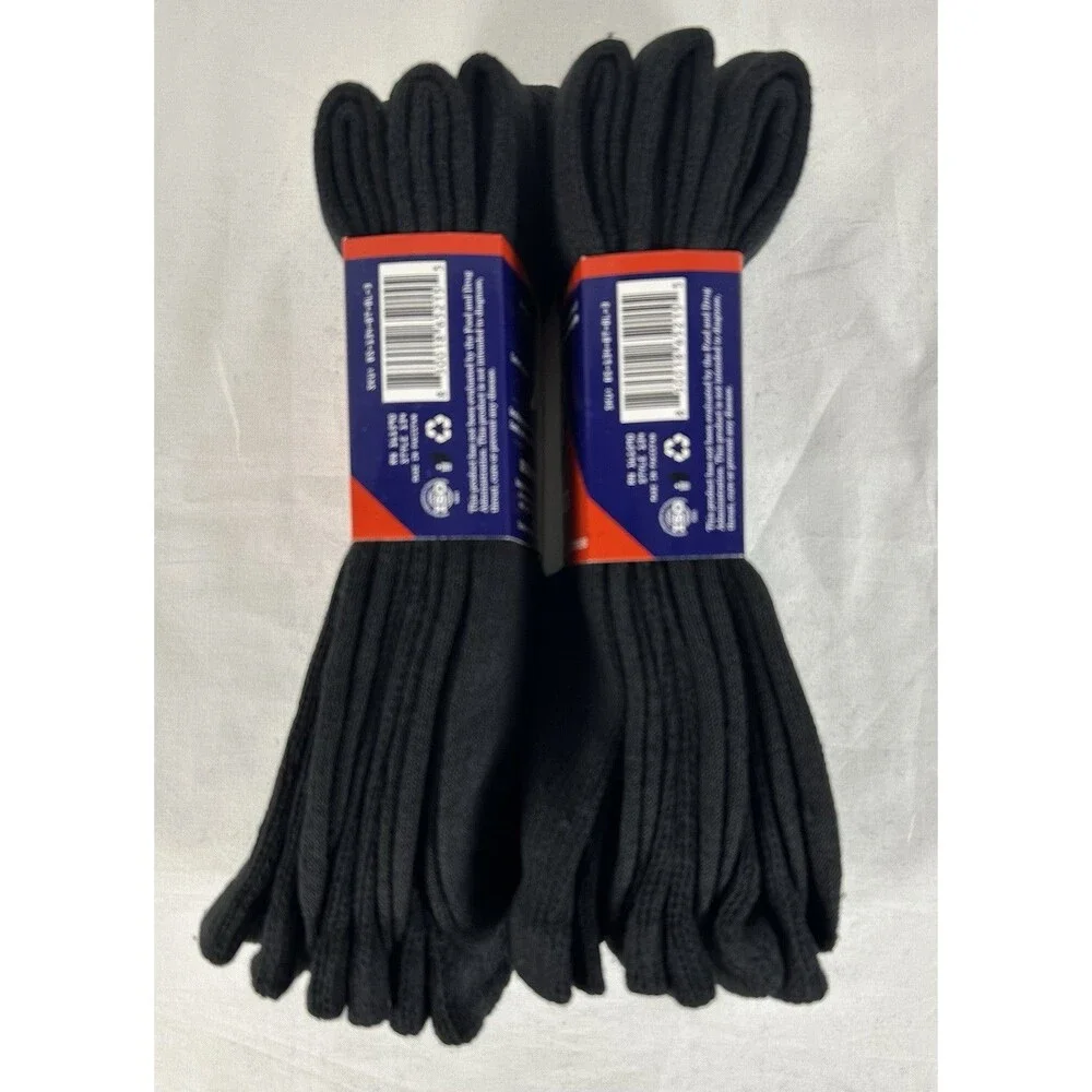 Brooklyn Socks Mens Big & Tall Diabetic Cotton Crew Neuropathy Black Lot/6 Pairs